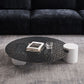 Table basse ronde avec dessus en verre Table de cocktail basse abstraite noire