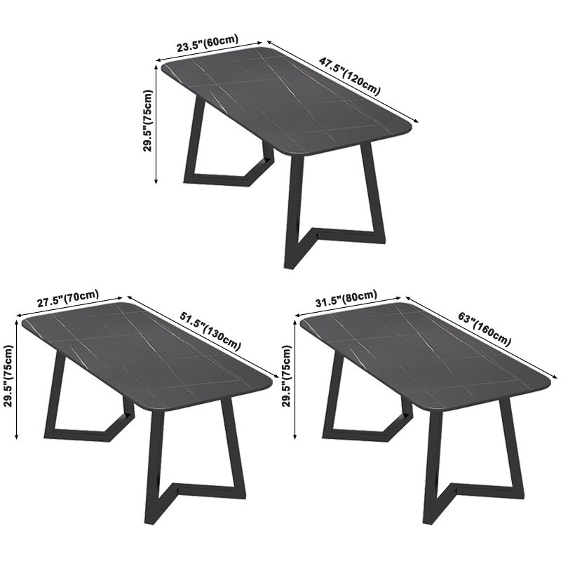 Industrial Style Sintered Stone Dining Table Black Rectangle Table with Sled Base for Dinning Room Clearhalo ' dining_table' 'Dining Tables & Seating' 'Dining Tables' 'furn' 'furn_dining_table' 'Furniture' 'furniture_dining_table' 'Kitchen & Dining Furniture' 'kitchen&dining_furn' 'kitchen' 'kitchen_dining_table' 1200x1200_2dab5e22-591c-435a-98af-f8009f430161
