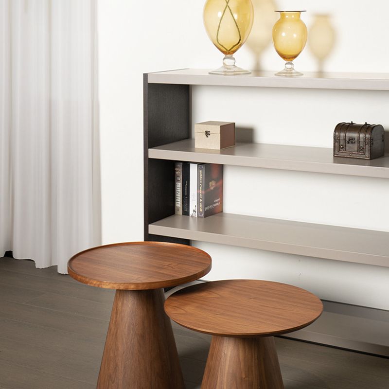Round Solid Wood Coffee Table Pedestal Coffee Cocktail Table
