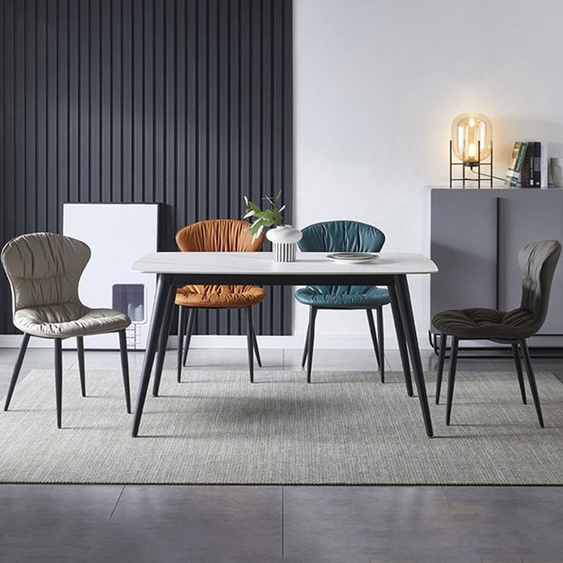 Sedia laterale in pelle finta gambe nere sala da pranzo parsons sedia