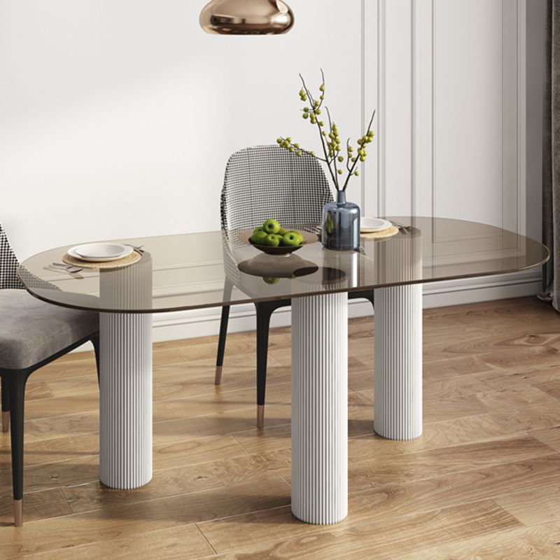 Contemporary Oval Dining Room Table Clear Tempered Glass Table with 3 Legs Clearhalo ' dining_table' 'Dining Tables & Seating' 'Dining Tables' 'furn' 'furn_dining_table' 'Furniture' 'furniture_dining_table' 'Kitchen & Dining Furniture' 'kitchen&dining_furn' 'kitchen' 'kitchen_dining_table' 1200x1200_2dabd1cf-4755-4442-a661-2eafab8a7c2c