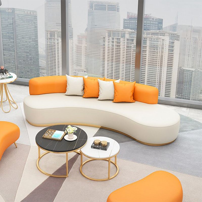 Faux Leather Armless Curved Sofa Contemporary Moon Shape Sofa Clearhalo 'furn' 'furn_sofas' 'Furniture' 'Living Room Furniture' 'Sofa' 'sofas' 1200x1200_2dabd2ae-ca93-4013-aaa3-b1c5cf66621b