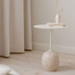 Mid-Century Metal Round Top Side Table Marble Pedestal End Table