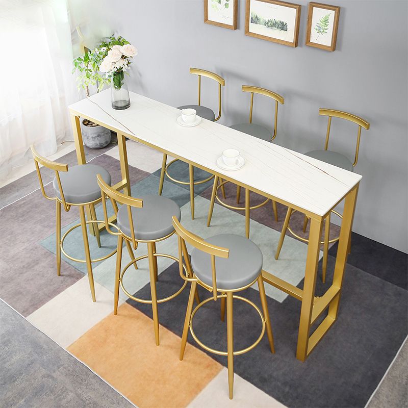 Stone Top Bar Stool Table Glam Style Pub Table with Gold Legs Clearhalo 'Bar Furniture' 'Bar Tables' 'bar_tables' 'furn' 'furn_bar_tables' 'Furniture' 'Kitchen & Dining Furniture' 1200x1200_2dac9671-d8f0-425b-9c08-e87eb7b6f6f2