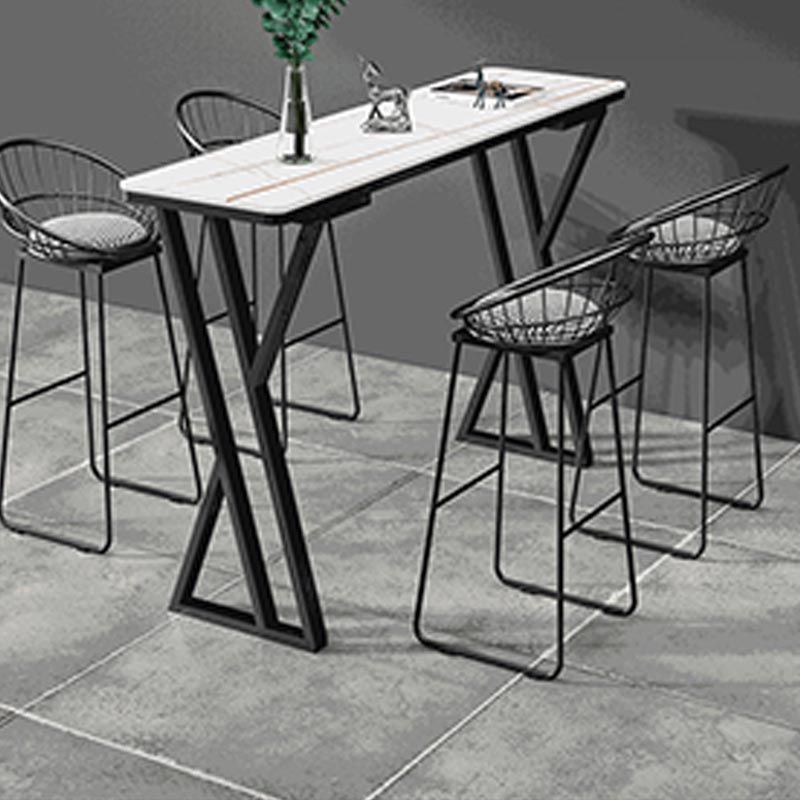 Sintered Stone Top Rectangular Pub Table Industrial Bistro Table with Double Pedestal Clearhalo 'Bar Furniture' 'Bar Tables' 'bar_tables' 'furn' 'furn_bar_tables' 'Furniture' 'Kitchen & Dining Furniture' 1200x1200_2dad08d1-29a4-4c02-a56a-bdf537a177ea