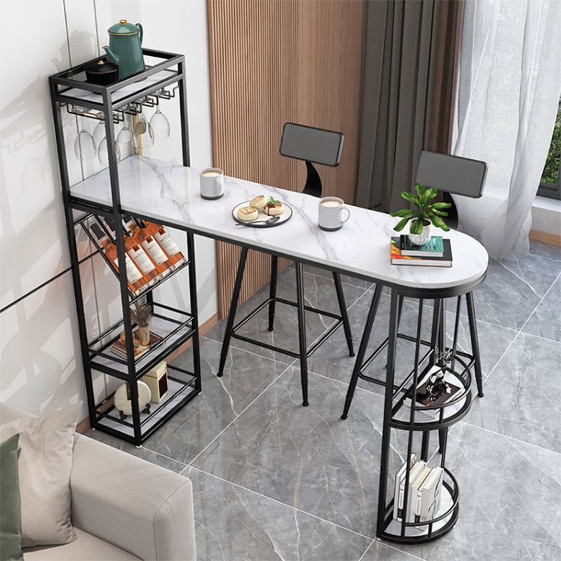 Double Pedestal Sintered Stone Dining Bar Table for Kitchen Dining Room Clearhalo 'Bar Furniture' 'Bar Tables' 'bar_tables' 'furn' 'furn_bar_tables' 'Furniture' 'Kitchen & Dining Furniture' 1200x1200_2daea9a2-162e-4b69-a82e-853201afcbcd