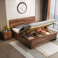 84.65 inch Wide Mid-century Bed Frame Pine Wood Panel Bed with Headboard