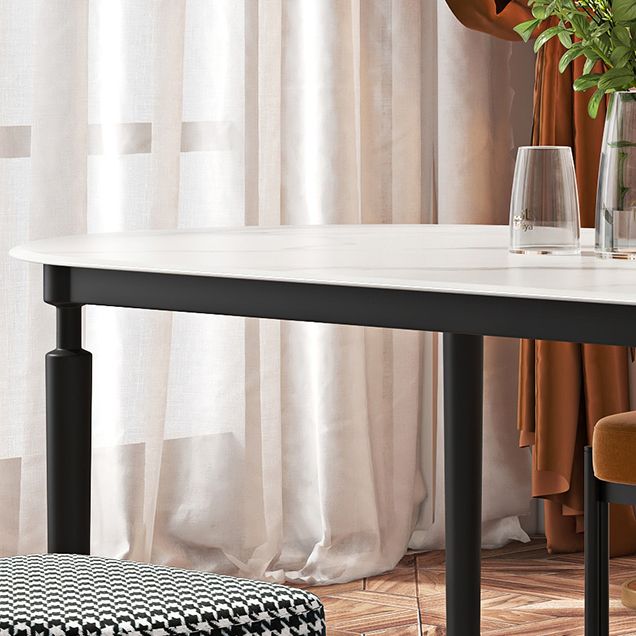 Minimalist Oval Sintered Stone Table Standard Dining Table for Kitchen Clearhalo ' dining_table' 'Dining Tables & Seating' 'Dining Tables' 'furn' 'furn_dining_table' 'Furniture' 'furniture_dining_table' 'Kitchen & Dining Furniture' 'kitchen&dining_furn' 'kitchen' 'kitchen_dining_table' 1200x1200_2db0a990-8a48-431c-99ce-575e5a235b9c