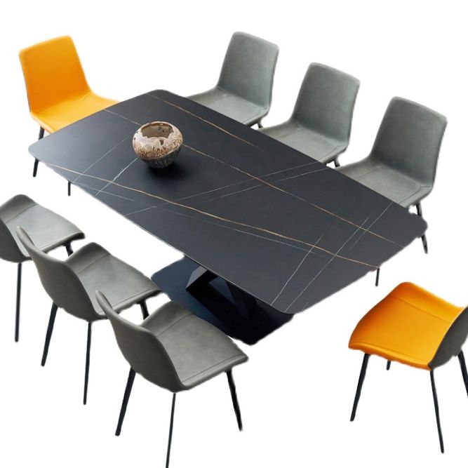 Metal Modern Rectangle Dining Table Sintered Stone Dining Table with Pedestal Base Clearhalo ' dining_table' 'Dining Tables & Seating' 'Dining Tables' 'furn' 'furn_dining_table' 'Furniture' 'furniture_dining_table' 'Kitchen & Dining Furniture' 'kitchen&dining_furn' 'kitchen' 'kitchen_dining_table' 1200x1200_2db1de6a-fb3f-41e2-bbb2-28630bc7b964