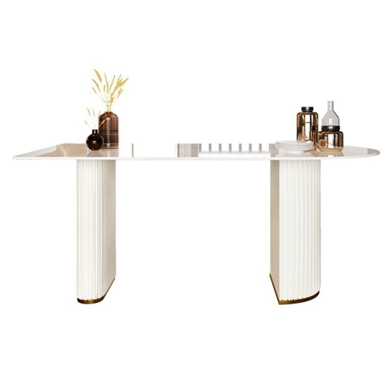 Simple Style Home Sintered Stone Dining Table Freeform Shape Table with Double Pedestal Base Clearhalo ' dining_table' 'Dining Tables & Seating' 'Dining Tables' 'furn' 'furn_dining_table' 'Furniture' 'furniture_dining_table' 'Kitchen & Dining Furniture' 'kitchen&dining_furn' 'kitchen' 'kitchen_dining_table' 1200x1200_2db23198-f2a3-4276-b6ff-6ace4f158a0a