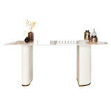 Simple Style Home Sintered Stone Dining Table Freeform Shape Table with Double Pedestal Base Clearhalo ' dining_table' 'Dining Tables & Seating' 'Dining Tables' 'furn' 'furn_dining_table' 'Furniture' 'furniture_dining_table' 'Kitchen & Dining Furniture' 'kitchen&dining_furn' 'kitchen' 'kitchen_dining_table' 1200x1200_2db23198-f2a3-4276-b6ff-6ace4f158a0a