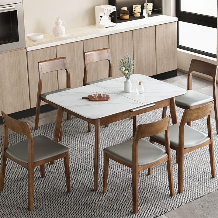 Rectangle Extendable Stone Dining Site Table Traditional Luxury 4 Legs Dinette Table Clearhalo ' dining_table' 'Dining Tables & Seating' 'Dining Tables' 'furn' 'furn_dining_table' 'Furniture' 'furniture_dining_table' 'Kitchen & Dining Furniture' 'kitchen&dining_furn' 'kitchen' 'kitchen_dining_table' 1200x1200_2db255a1-c8a6-4158-a7d8-69255938ff8f