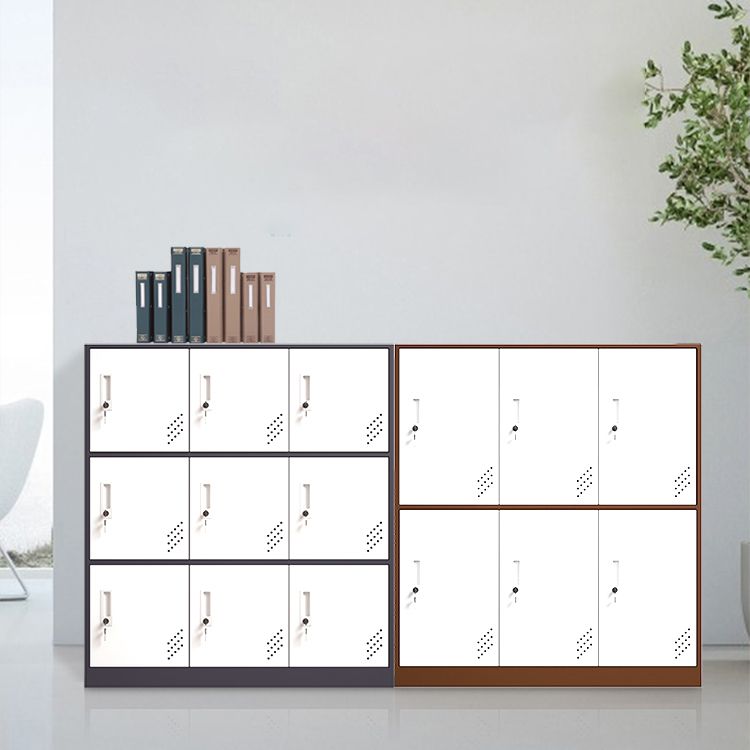 Matte Finish Steel Storage Cabinet with Hinged Doors Contemporary Non-Hanging Armoire Clearhalo 'Armoires & Wardrobes' 'armoires_wardrobes' 'Bedroom Furniture' 'furn' 'furn_armoires_wardrobes' 'Furniture' 1200x1200_2db2a12e-7fe0-4dc5-9c9e-7cbd4ad36ee5