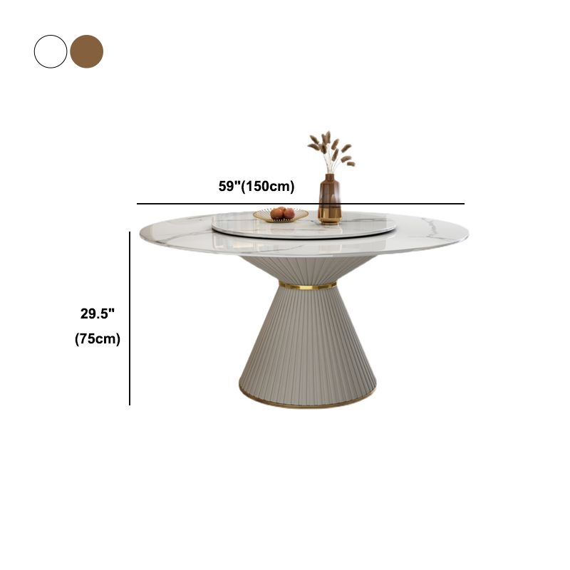 Stone Round Dining Table Contemporary Style Dining Site Table with Turntable Clearhalo 'Dining Tables & Seating' 'Dining Tables' 'dining_table' 'furn' 'furn_dining_table' 'Furniture' 'Kitchen & Dining Furniture' 1200x1200_2db2bcd0-dee4-440c-951a-a4f3355c7794