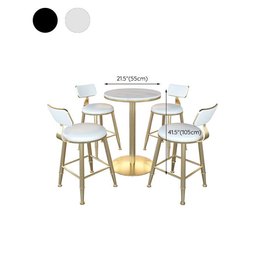 Glam Faux Marble Pub Table Cocktail Bar Table with Metal Pedestal