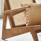 Nordic Style Rubberwood Solid Wood Frame Square Arms Lounge Accent Chair