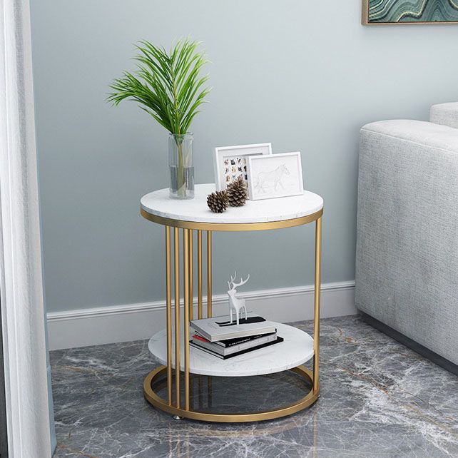 21.65 "背の高い現代的なサイドエンドテーブルメタルフレームラウンドソファサイドアクセントテーブル