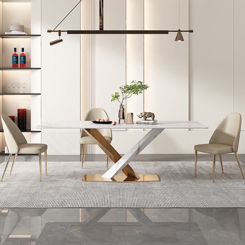 Nordic Sintered Stone Top Dining Set Rectangle 1/4/5/6/7/9 Pieces Dining Room Table Set