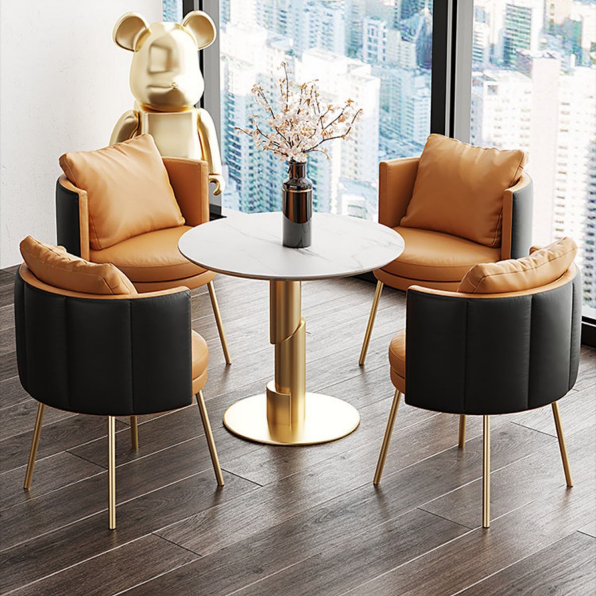 Glam 1/3/4/5 Pieces Dining Set White Sintered Stone Dining Table Clearhalo 'Dining Room Sets' 'Dining Tables & Seating' 'dining_room_set' 'furn' 'furn_dining_room_set' 'Furniture' 'furniture_dining_room_set' 'Kitchen & Dining Furniture' 'kitchen&dining_furn' 'kitchen' 1200x1200_2db495c3-e739-4682-a7a8-9779ca144267