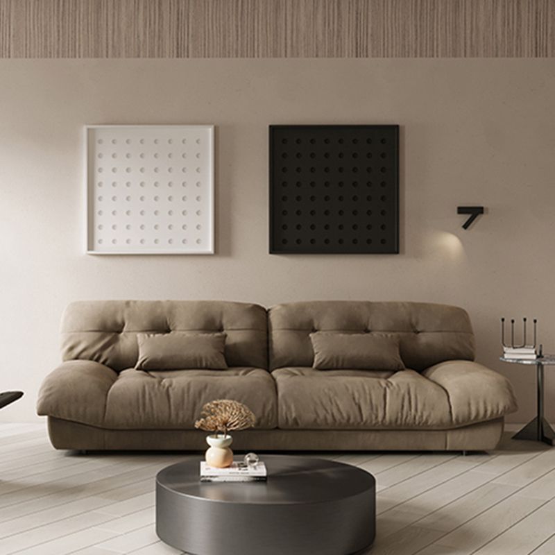 Brown Modern Armless Chesterfield Sofa with Bolster Pillows for Living Room, Apartment Clearhalo 'furn' 'furn_sofas' 'Furniture' 'furniture_sofas' 'Living Room Furniture' 'Sofa' 'sofas' 1200x1200_2db4965b-0f6e-4b9c-b2b5-76f43e32984b