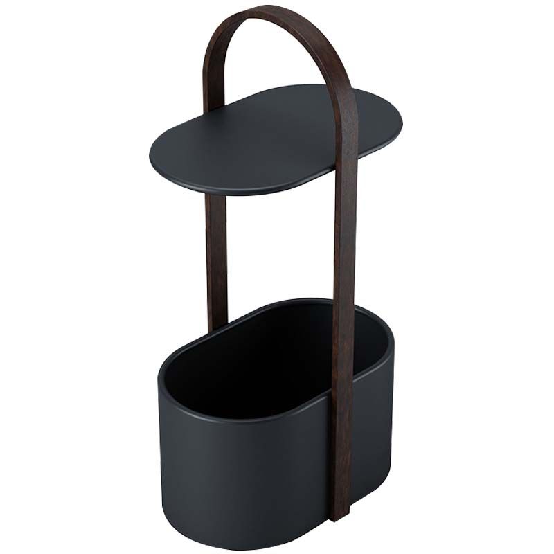 Contemporary Drum End Table with Storage, Metal Oval End Table