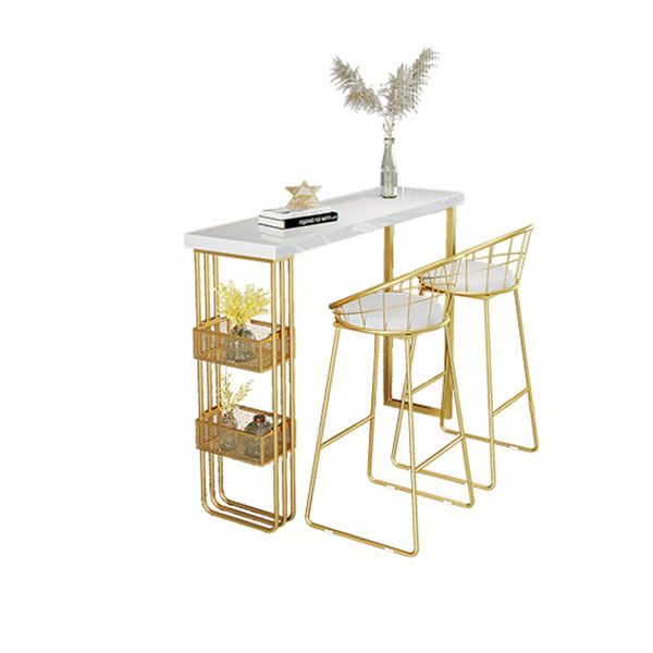 Glam Style 1/3 Pieces Bar Table Set Rectangle Stone Counter Table with Stools for Cafe Clearhalo 'Bar Furniture' 'furn' 'furn_home_bar_bar_sets' 'Furniture' 'Home Bars & Bar Sets' 'home_bar_bar_sets' 'Kitchen & Dining Furniture' 1200x1200_2db665b5-4c5e-47d6-b1f6-d4fb17772334