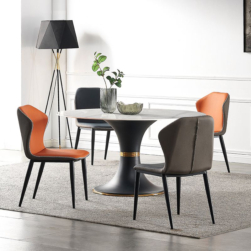 モダンスタイルの焼結石ダイニングラウンドテーブルセット1/3/4/5/7ピースダイニングセット