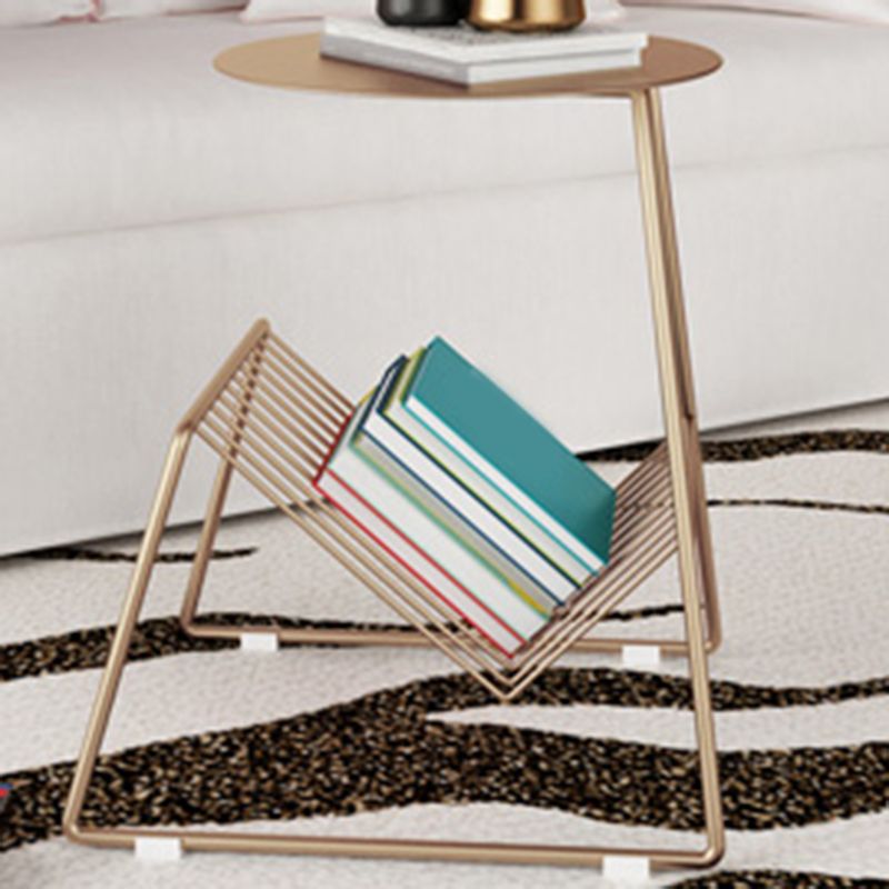 Midden-eeuwse metalen ronde bovenste zijtafel Abstract eindtafel met tijdschriftrek