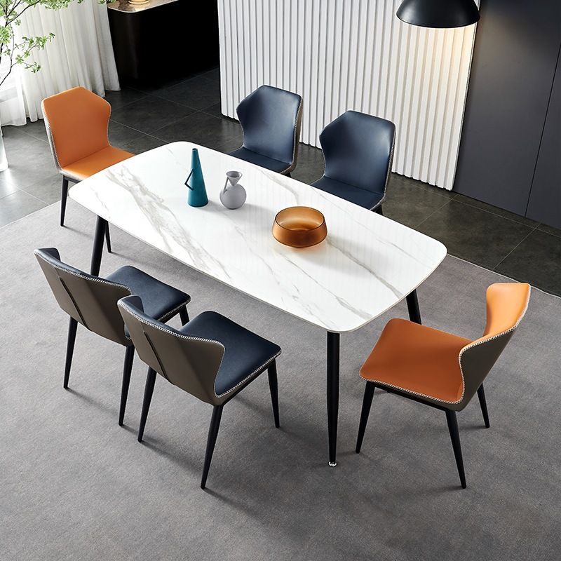 Contemporary Table Set with Sintered Stone Table and Upholstered Chairs Clearhalo 'Dining Room Sets' 'Dining Tables & Seating' 'dining_room_set' 'furn' 'furn_dining_room_set' 'Furniture' 'furniture_dining_room_set' 'Kitchen & Dining Furniture' 'kitchen&dining_furn' 'kitchen' 1200x1200_2db6be17-e5c7-4bca-9a67-d3fcc6951c38