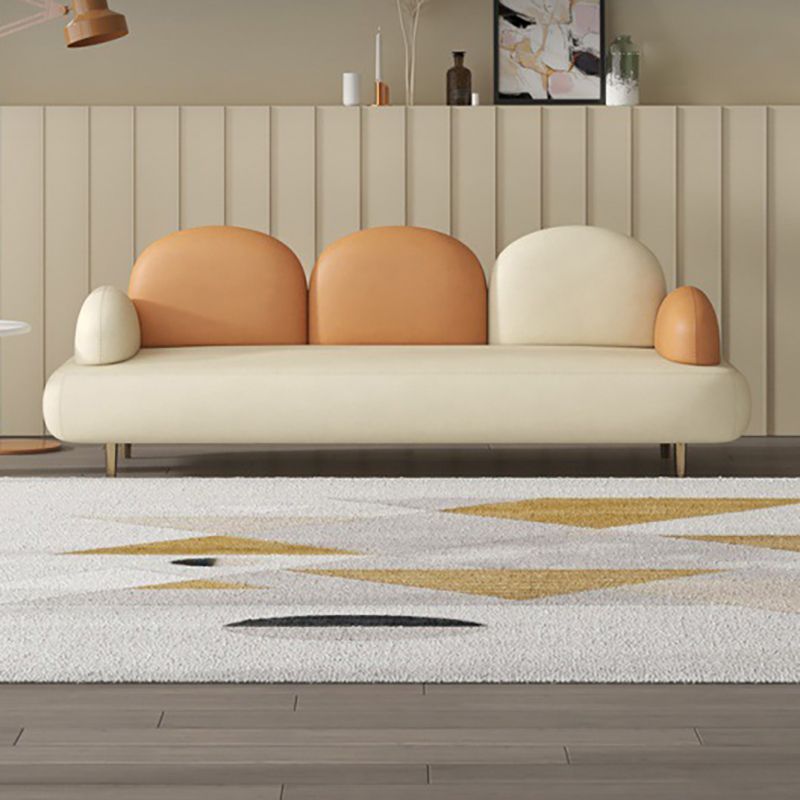 Modern Curved 4 Metal Legs Sofa Faux Leather Recessed Arm Sofa Clearhalo 'furn' 'furn_sofas' 'Furniture' 'furniture_sofas' 'kitchen' 'kitchen_sofas' 'Living Room Furniture' 'Sofa' 'sofas' 1200x1200_2db8bb17-b690-4195-83f6-a6dbe38a3a01