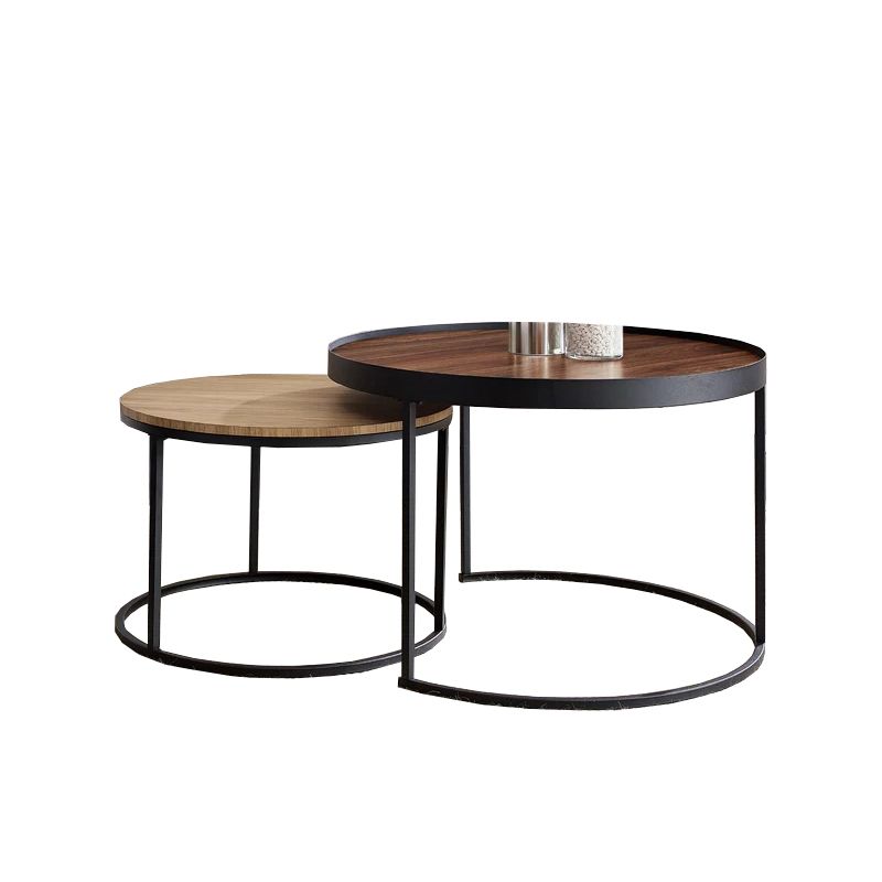 Table basse contemporaine Table de cocktail ronde en bois massif