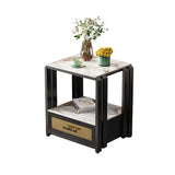 Frame Glam Style Side Table 21.6" Tall Stone Top Side Table with Storage Clearhalo 'Coffee & Accent Tables' 'End & Side Tables' 'end_side_tables' 'furn' 'furn_end_side_tables' 'Furniture' 'Living Room Furniture' 1200x1200_2dba0bbb-3af8-4c43-9d0b-0222a1aacfd5