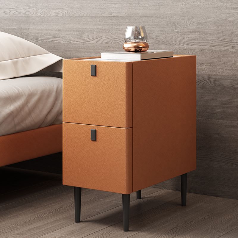 Modern Style Leather Polychromatic Choice of Black Cabinet Leg Nightstand Clearhalo 'Bedroom Furniture' 'furn' 'furn_night_stand' 'Furniture' 'night_stand' 'Nightstands' 1200x1200_2dba0c93-119d-4a65-a509-a65e6adf78d0