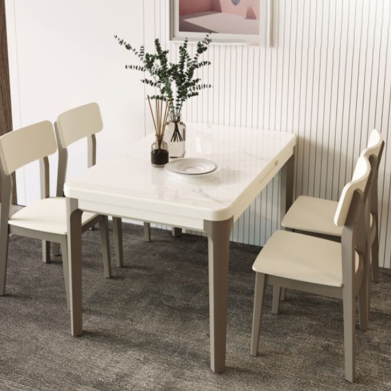 白い長方形のダイナーテーブルセット1/5ピースモダンなダイニングセット