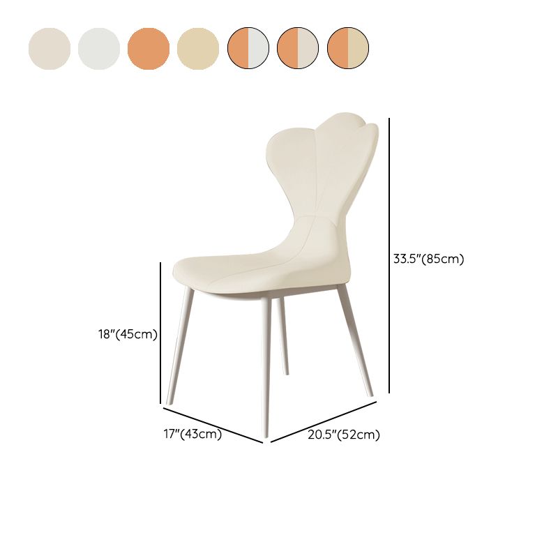 Chaise latéral simple moderne en faux cuir chaise de salle à manger sans bras avec base en métal