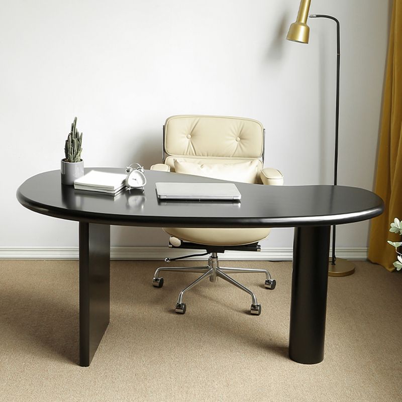 Escritorio de oficina de forma no convencional escritorio de escritura de madera maciza contemporánea para el hogar