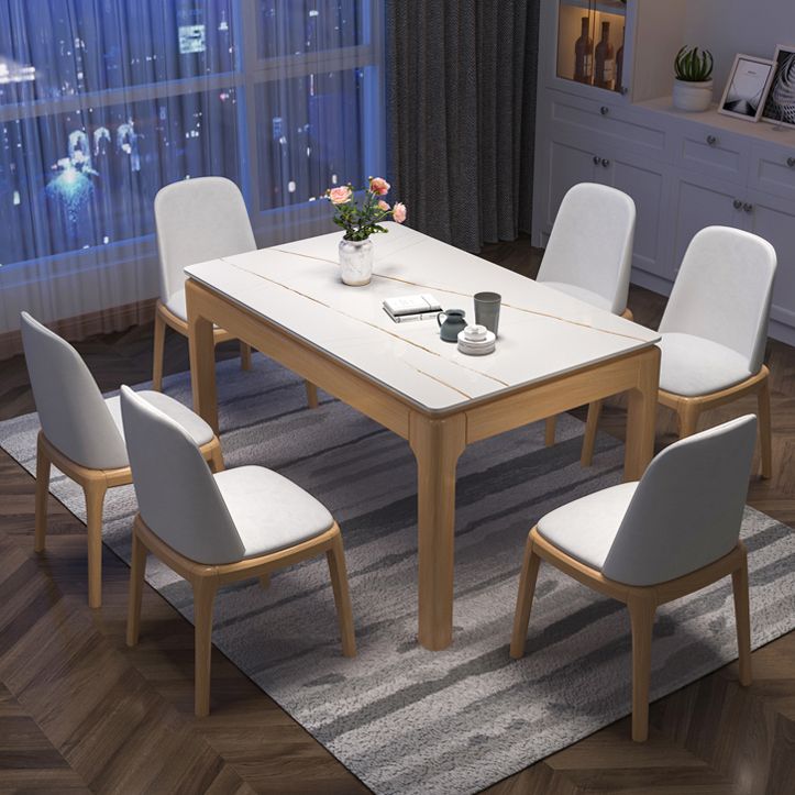 Mid-Century Modern Rectangle Dining Table Sintered Stone Table with 4 Legs Base Clearhalo ' dining_table' 'Dining Tables & Seating' 'Dining Tables' 'furn' 'furn_dining_table' 'Furniture' 'furniture_dining_table' 'Kitchen & Dining Furniture' 'kitchen&dining_furn' 'kitchen' 'kitchen_dining_table' 1200x1200_2dbef593-3bea-470c-acc8-3bd249846c15