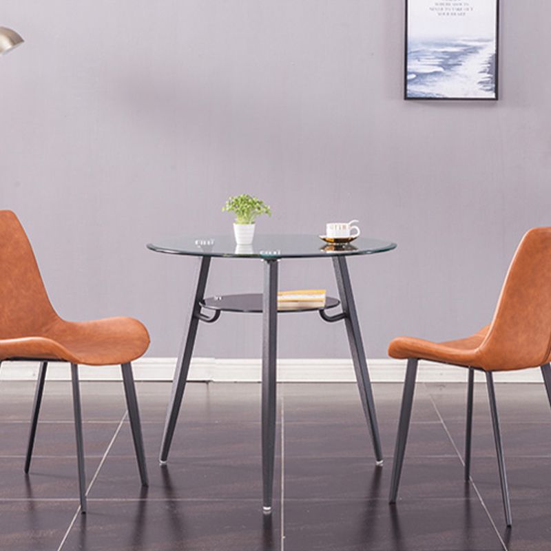 モダンなスタイルの丸い家具透明なガラスダイニングサイトテーブルと三脚ベース