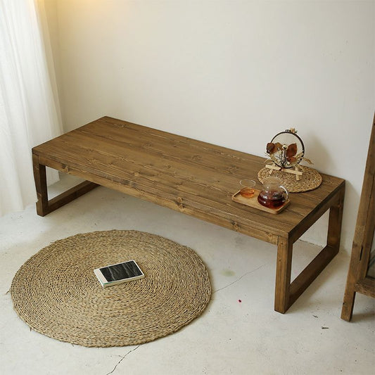 15"H Contemporary Coffee Table Solid Wood Coffee Cocktail Table