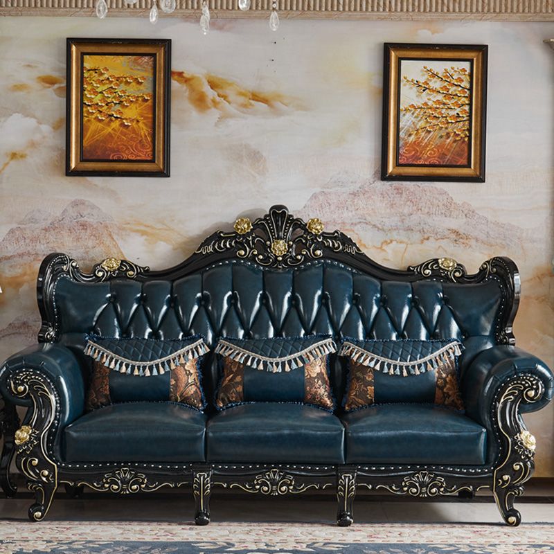 Traditional Leather Sofa Tufted Split-Back Seating Flared Arm Clearhalo 'furn' 'furn_sofas' 'Furniture' 'Living Room Furniture' 'Sofa' 'sofas' 1200x1200_2dc7626c-95b4-4fb8-80ab-8599a5afab86