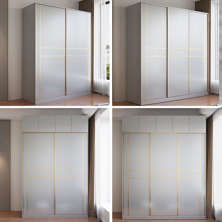 Grijze kleur garderobe armoire houten zachte close deur garderobe kast met 2-ladel