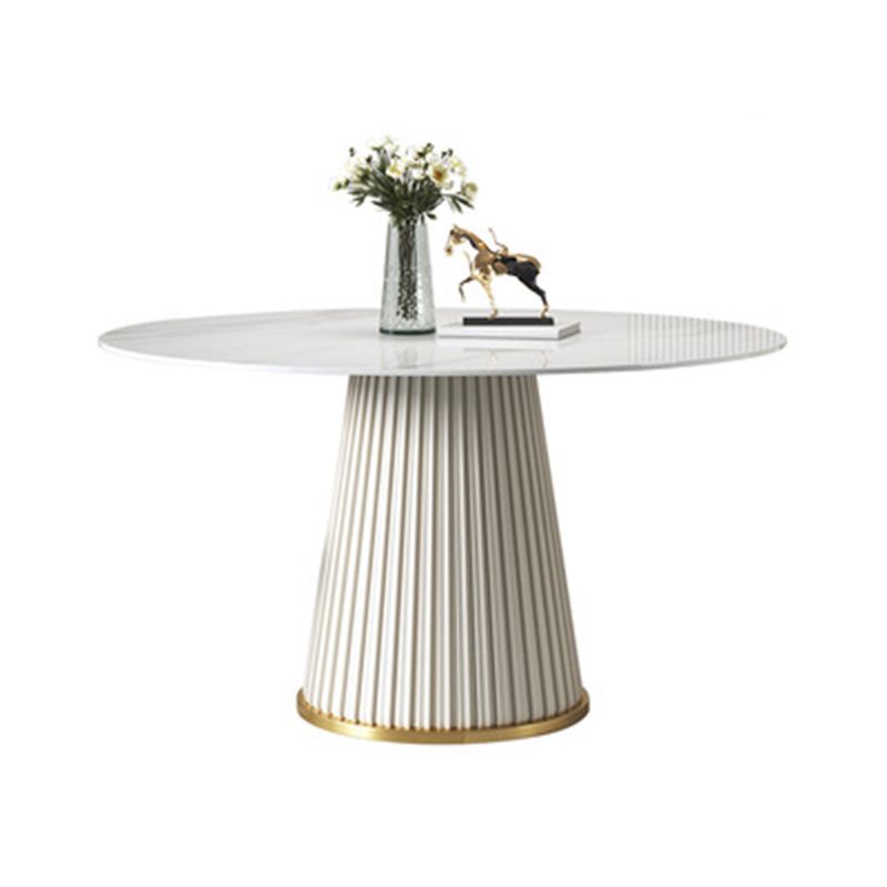 Glam Dining Table Set 1/2/3/5/7 Pcs Round White Dining Table with Side Chairs
