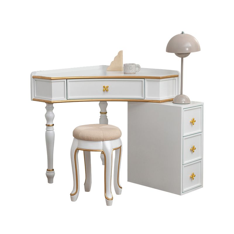 1/4 Drawers Solid Wood Vanity Desk Victorian Makeup Vanity Desk