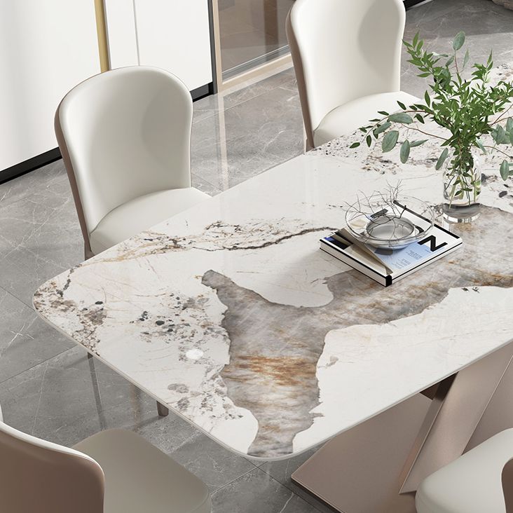 Metal Traditional Luxury Rectangular Dining Table Sintered Stone Table with Pedestal Clearhalo ' dining_table' 'Dining Tables & Seating' 'Dining Tables' 'furn' 'furn_dining_table' 'Furniture' 'furniture_dining_table' 'Kitchen & Dining Furniture' 'kitchen&dining_furn' 'kitchen' 'kitchen_dining_table' 1200x1200_2dcc0687-04bf-4c05-9231-7a22936920c8