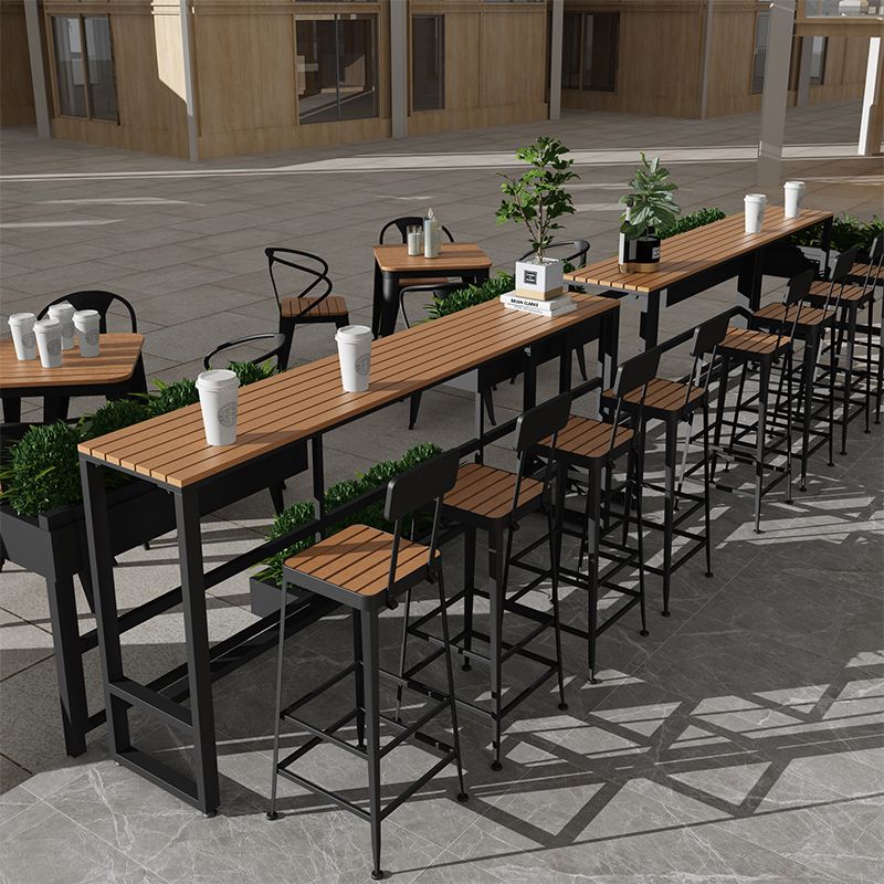 Modern Style Brown Bar Table Pine Wood and Iron Outdoor Bar Table Clearhalo 'Bar Furniture' 'Bar Tables' 'bar_tables' 'furn' 'furn_bar_tables' 'Furniture' 'furniture_bar_tables' 'Kitchen & Dining Furniture' 'kitchen&dining_furn' 'kitchen' 1200x1200_2dcc4583-8156-4d12-8ac8-ec89bdbf5924