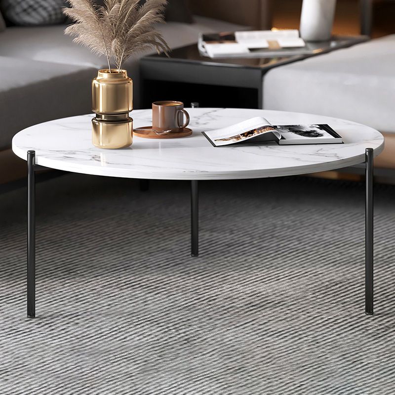 Mesa de centro de 3 patas, mesa de centro redonda de madera maciza para sala de estar