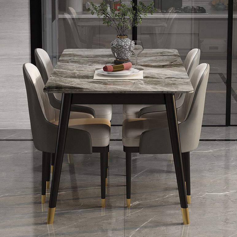 Rectangular Sintered Stone Dining Table Luxury White Furniture with Steel 4 Legs for Home Clearhalo 'Dining Tables & Seating' 'Dining Tables' 'dining_table' 'furn' 'furn_dining_table' 'Furniture' 'Kitchen & Dining Furniture' 1200x1200_2dce7403-e47e-435e-b76c-8b61c395fb62
