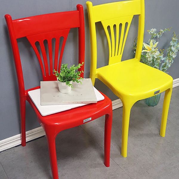 Slat Back Dining Side Chair Contemporary Plastic Dining Armless Chair