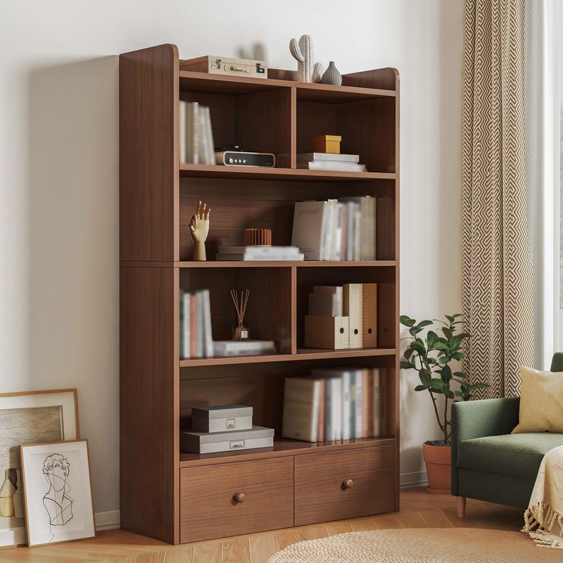 Modern Standard Bookcase Shelves Closed Back Bookshelf with Drawer in Engineered Wood Clearhalo 'Bookcases' 'furn' 'furn_bookcases' 'Furniture' 'furniture_bookcases' 'kitchen' 'kitchen_bookcases' 'Living Room Furniture' 'Office Furniture' 1200x1200_2dcfd779-c1a1-46ca-b319-59c491ea30dd