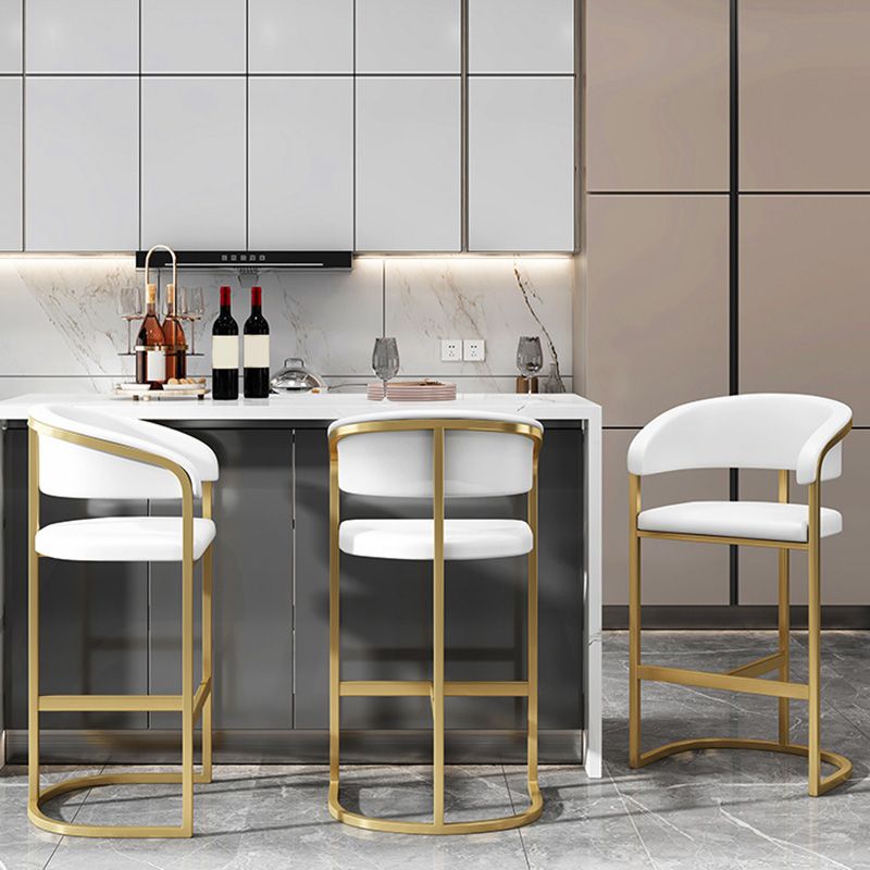 Glam Style Faux Leather Barstool Low Back Bar Stool with Gold Frame Clearhalo 'Bar Furniture' 'Bar Stools' 'bar_stools' 'furn' 'furn_bar_stools' 'Furniture' 'Kitchen & Dining Furniture' 1200x1200_2dd0e26d-ea26-4761-91ac-6c314a441553